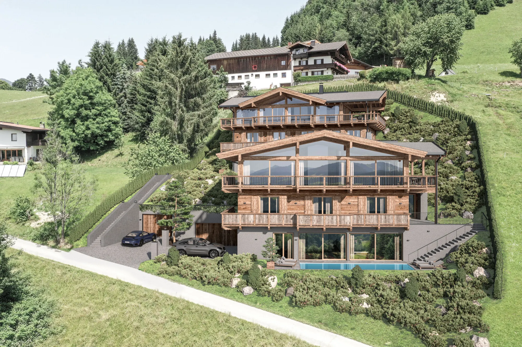 KITZIMMO-Grundstück mit Baugenehmigung für 2 Luxuschalets - Immobilien Itter kaufen.